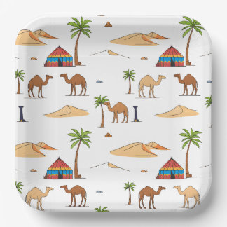 Marokkanischer Sahara-Zeltplatz Pappteller