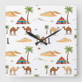 Marokkanischer Sahara-Zeltplatz Quadratische Wanduhr