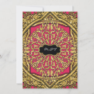 Marokkanischer Swirl Scroll Gold Glitzer Hochzeit Einladung
