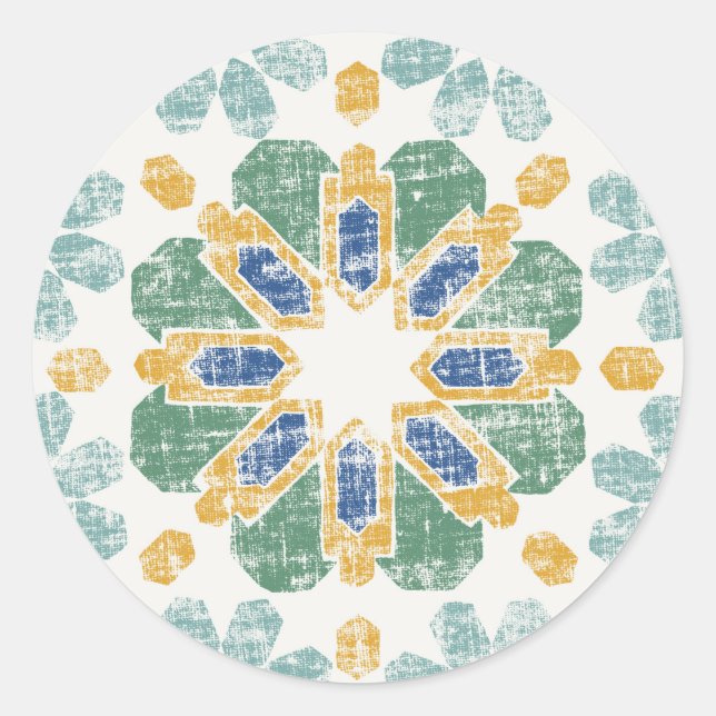 Marokkanischer Tile - Teich Runder Aufkleber (Vorderseite)