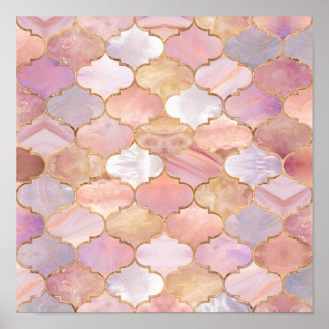 Marokkanischer Trellis Pastel Mineralien Poster (Vorne)