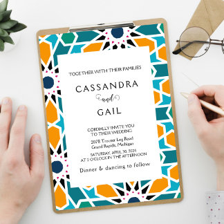 Marokkanischer Zellij Hochzeitsempfang Einladung