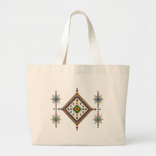 Marokkanisches Amazigh-Stickerei-Geometrisches Mus Jumbo Stoffbeutel