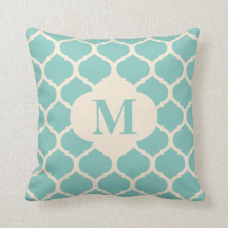 marokkanisches Aquamarines Monogramm-Kissen Kissen