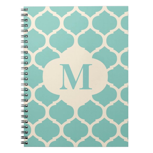 Marokkanisches aquamarines Monogramm-Notizbuch Notizblock (Vorderseite)