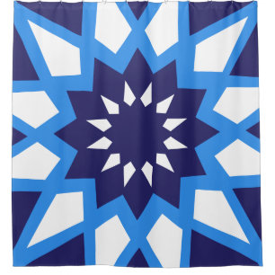 marokkanisches Blau-Weiß-Muster Duschvorhang