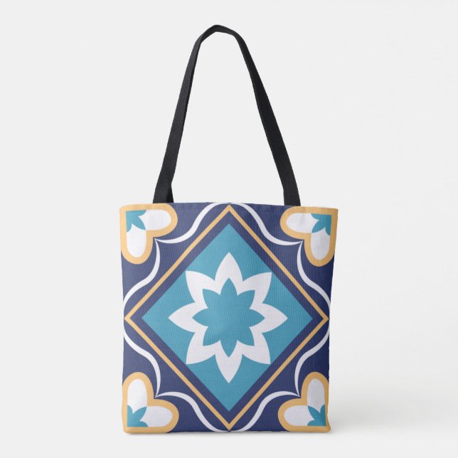 Marokkanisches Blumenmosaik Tile Elegante & Chic B Tasche (Rückseite)