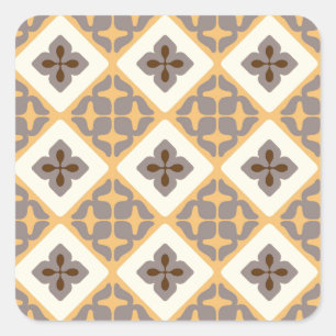 Marokkanisches Blumenmuster Apricot Mauve Quadratischer Aufkleber