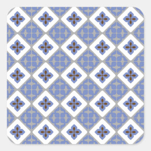 marokkanisches Blumenmuster Lilac Grau Brown Quadratischer Aufkleber