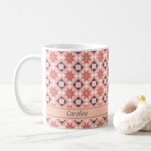 Marokkanisches Bohemian-Rosa-Blumenmuster mit Name Kaffeetasse