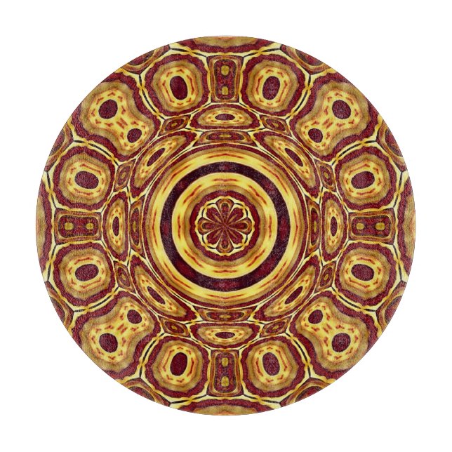 Marokkanisches Boho-Rot-Gold-Abstraktes Muster Schneidebrett (Vorderseite)