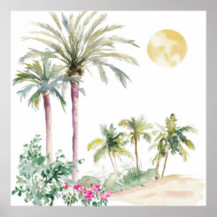 Marokkanisches Dorf Aquarell Boho Poster