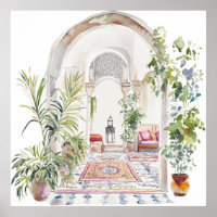 Marokkanisches Dorf Watercolor Boho