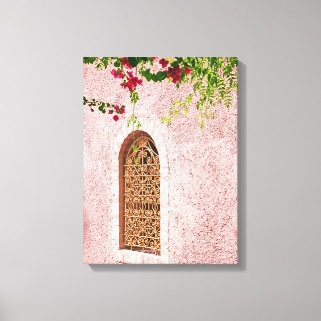 marokkanisches Fenster rosa Leinwanddruck (Vorderseite)