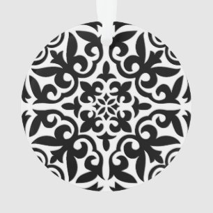 Marokkanisches Fliesen - schwarz mit weißem Hinter Ornament
