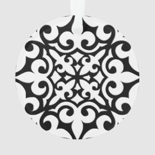 Marokkanisches Fliesen - weiß mit schwarzem Hinter Ornament