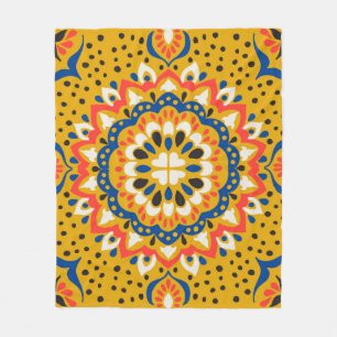 Marokkanisches Fliesenmosaik-Illustrationsmuster Fleecedecke