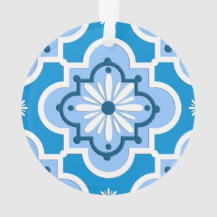 Marokkanisches Fliesenmuster - Blau und Weiß Ornament