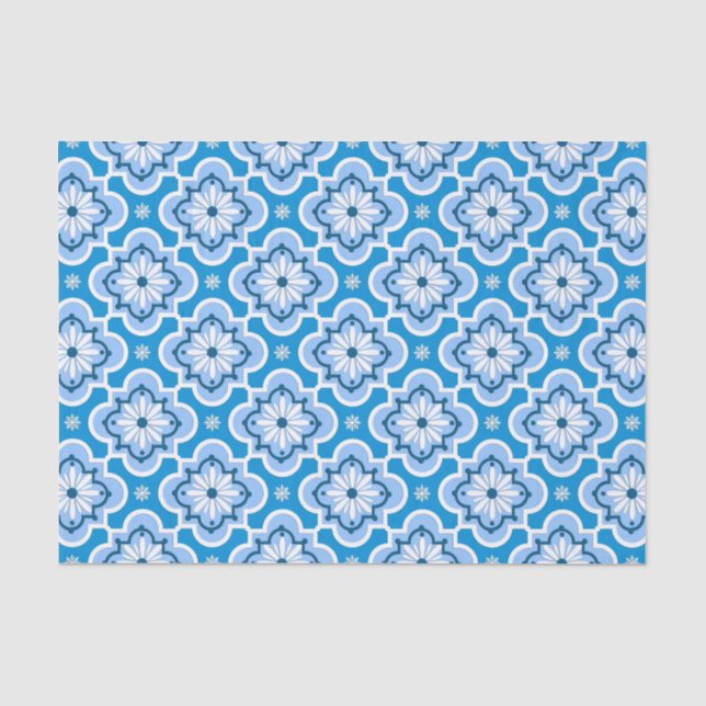 Marokkanisches Fliesenmuster - Blau und Weiß Seidenpapier (Vorderseite)