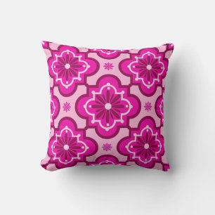 Marokkanisches Fliesenmuster - Fuchsia Pink Kissen
