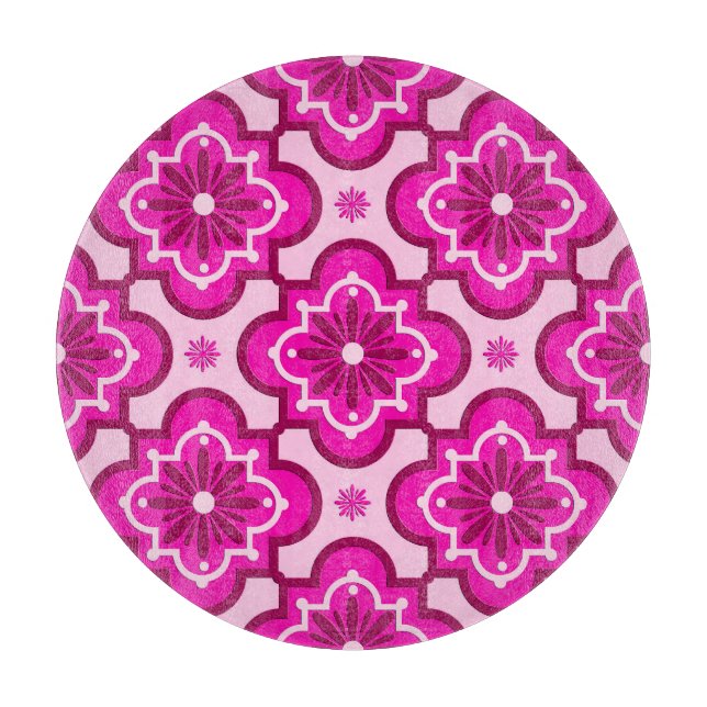 Marokkanisches Fliesenmuster - Fuchsia Pink Schneidebrett (Vorderseite)