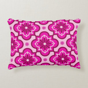 Marokkanisches Fliesenmuster - Fuchsia Pink Zierkissen