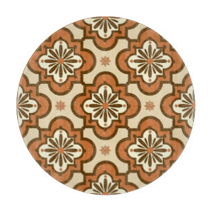 Marokkanisches Fliesenmuster - Rost und Tan Schneidebrett