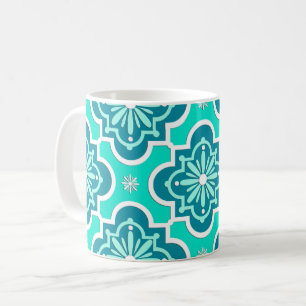 marokkanisches Fliesenmuster - türkis und Aquamari Kaffeetasse