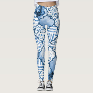 marokkanisches geometrisches, wasserfarbenes Muste Leggings