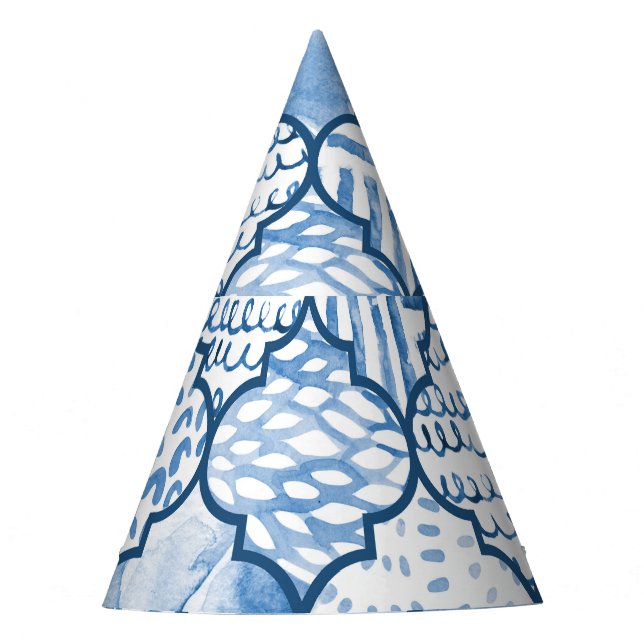 marokkanisches geometrisches, wasserfarbenes Muste Partyhütchen (Vorderseite)