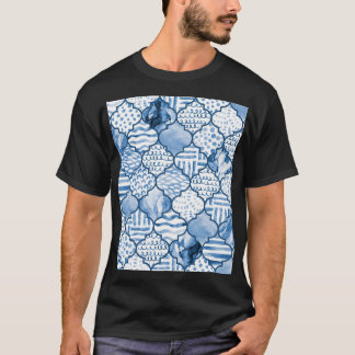 marokkanisches geometrisches, wasserfarbenes Muste T-Shirt