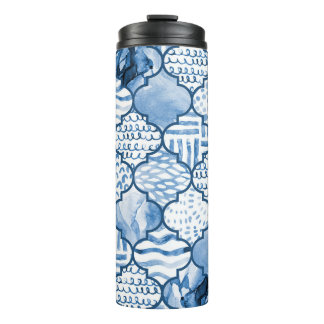 marokkanisches geometrisches, wasserfarbenes Muste Thermosbecher