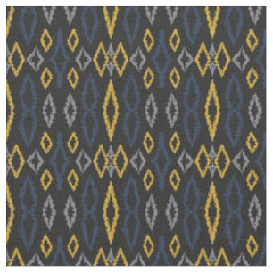 Marokkanisches Ikat Black Yellow Blue Muster Stoff