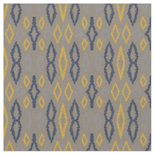 Marokkanisches Ikat Blue Yellow Gray Muster Stoff