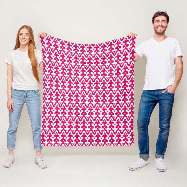 marokkanisches Ikat Damask Muster, Fuchsienrosa &  Fleecedecke (Beispiel)