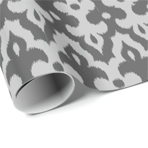 marokkanisches Ikat Damask Muster, Grau-Schatten Geschenkpapier