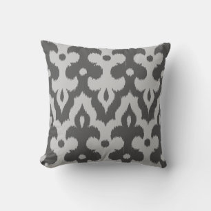 marokkanisches Ikat Damask Muster, Grau-Schatten Kissen