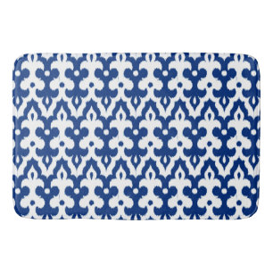 marokkanisches Ikat Damask Muster, Kobalt Blau & W Badematte