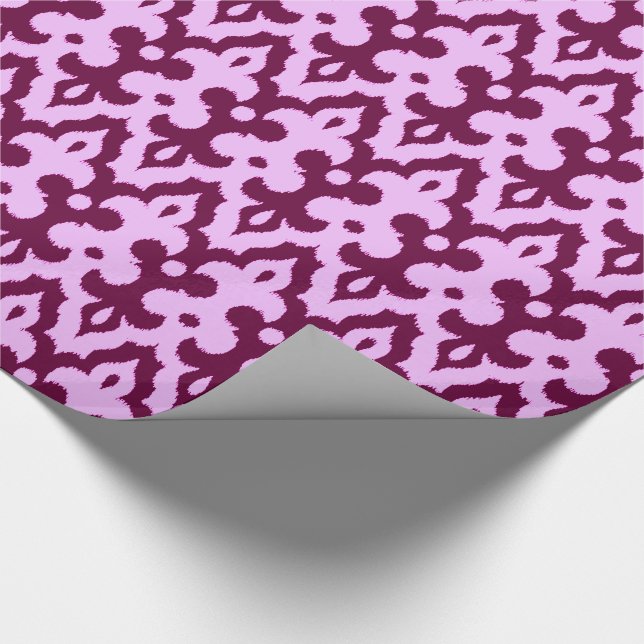 marokkanisches Ikat Damask Muster, Pflaume und Orc Geschenkpapier (Ecke)