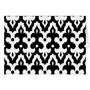 marokkanisches Ikat Damask-Muster, schwarz-weiß
