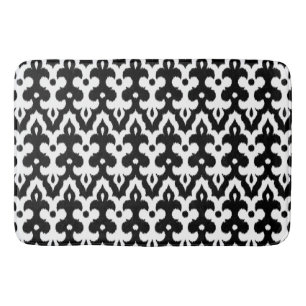 marokkanisches Ikat Damask-Muster, schwarz-weiß Badematte