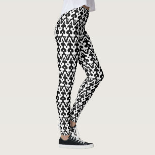 marokkanisches Ikat Damask-Muster, schwarz-weiß Leggings