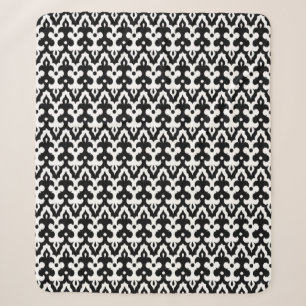 marokkanisches Ikat Damask-Muster, schwarz-weiß Sherpadecke