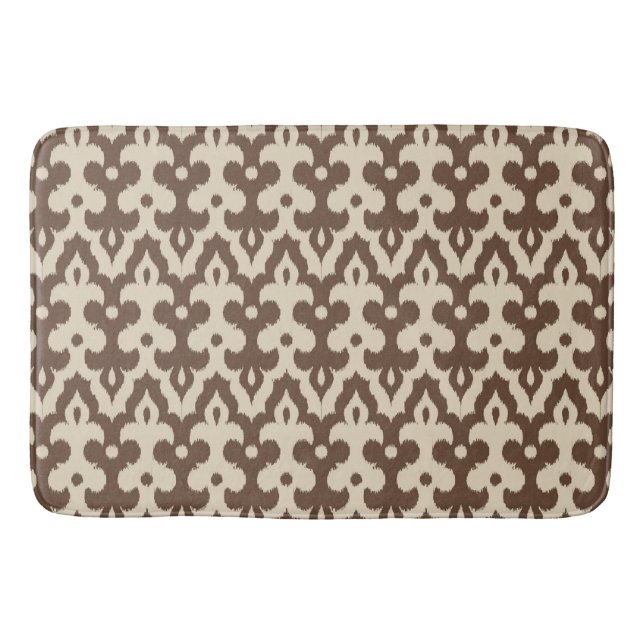 marokkanisches Ikat Damask Muster, Taupe und Beige Badematte (Vorderseite)