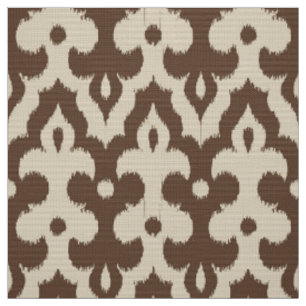 marokkanisches Ikat Damask Muster, Taupe und Beige Stoff