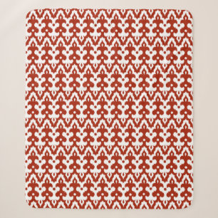 marokkanisches Ikat Damask Muster, tiefrot und wei Sherpadecke