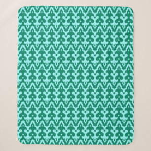 marokkanisches Ikat Damask Muster, Türkis und Aqua Sherpadecke