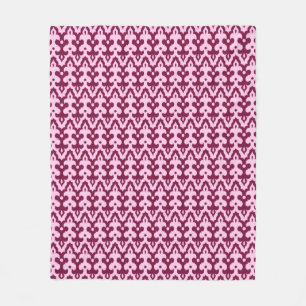 Marokkanisches Ikat-Damaskus-Muster, Burgundrot un Fleecedecke