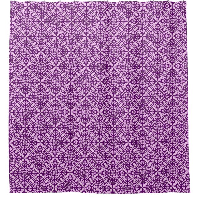 marokkanisches Kachel - lila und orchid Duschvorhang (Vorderseite)