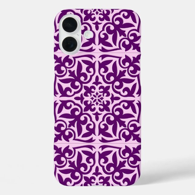 marokkanisches Kachel - lila und orchid iPhone 16 Plus Hülle (Rückseite)
